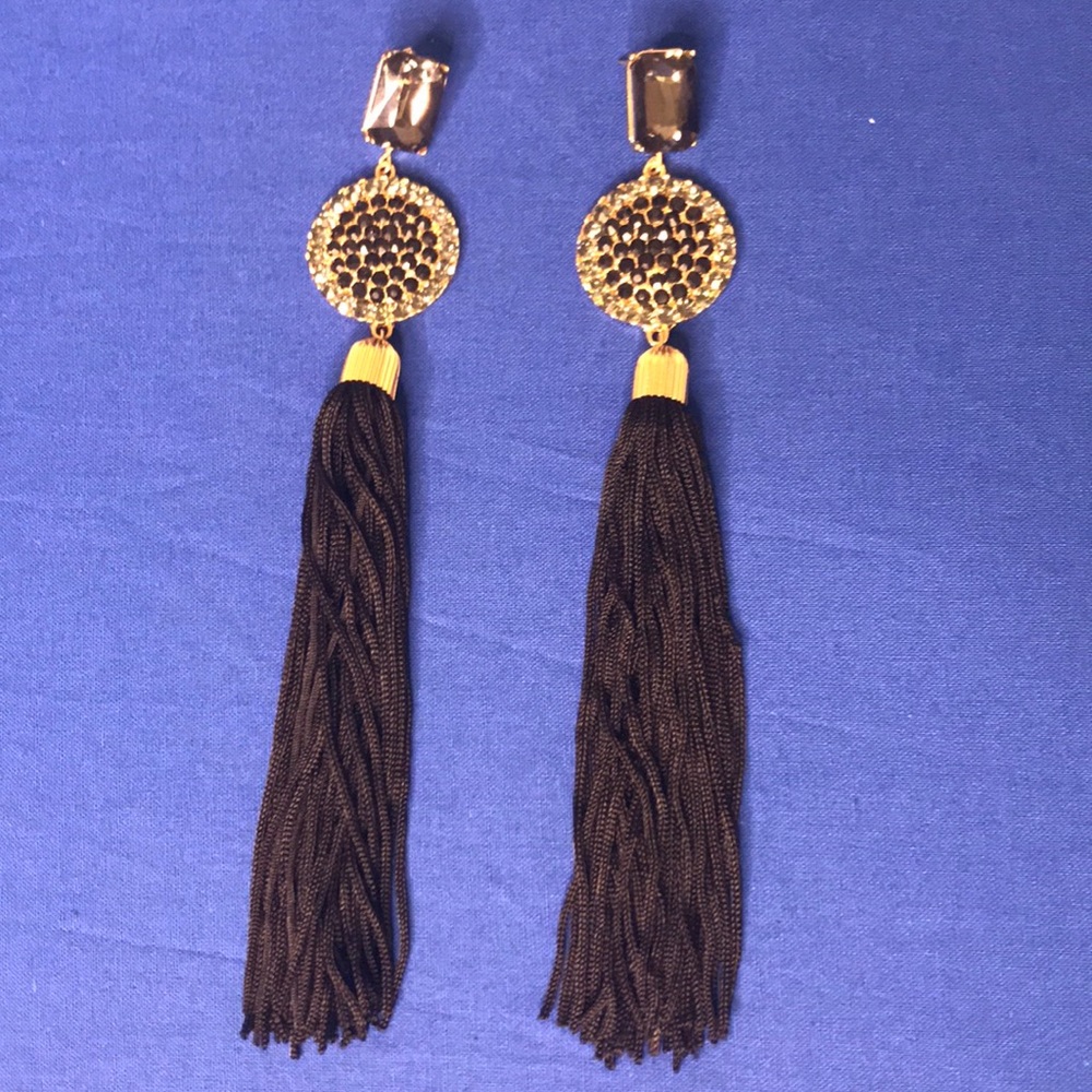 Crystal fringe tassel earrings